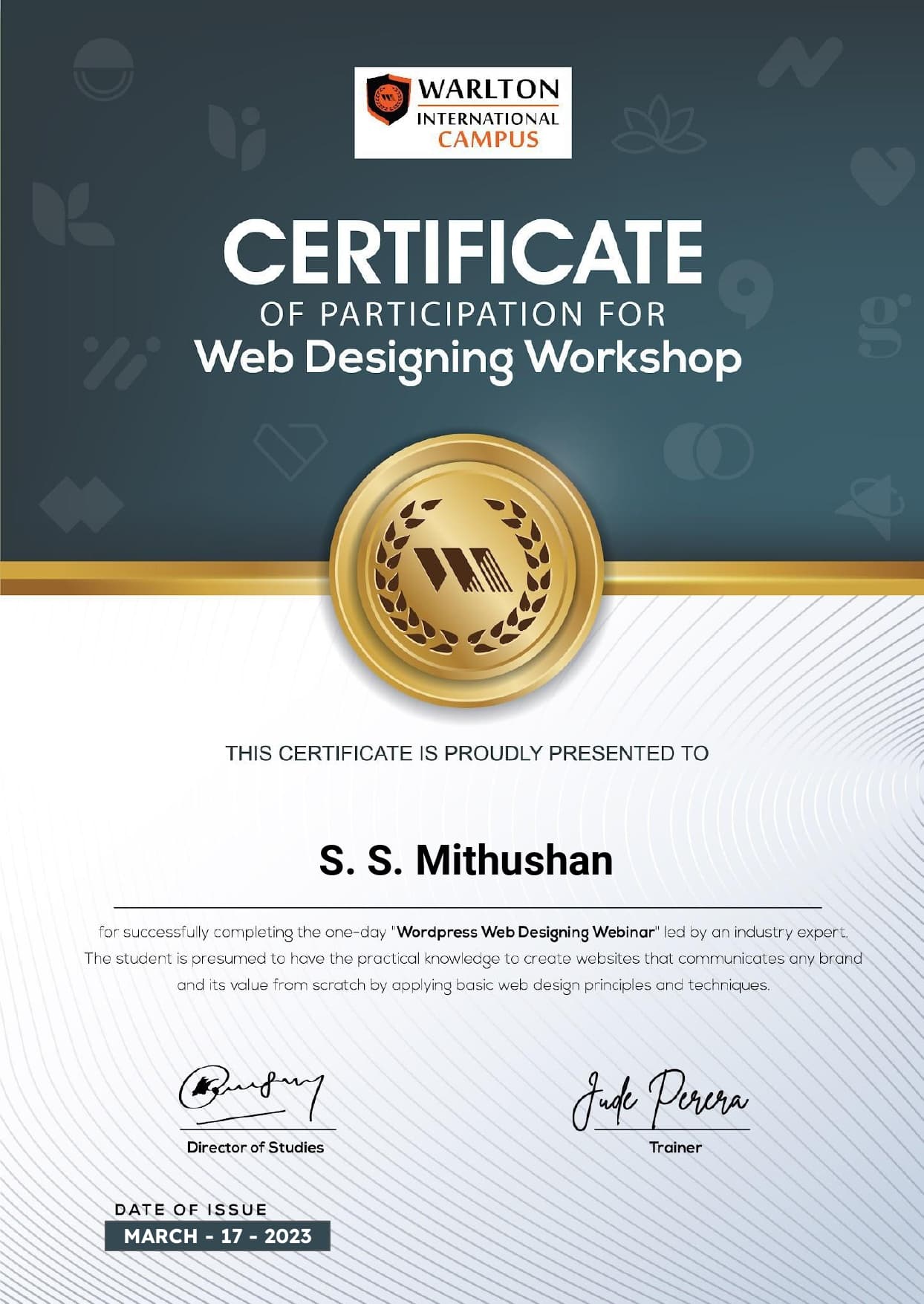 Web Design Workshop certificate preview
